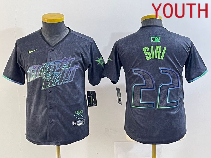 Youth Tampa Bay Rays 22 Siri Black City Edition Nike 2024 MLB Jersey style 5